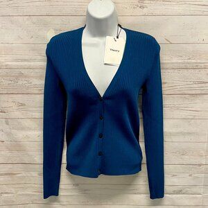 Theory Cropped Rib Knit Cardigan